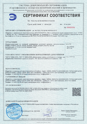 Сертификат соответствия «Взломостойкость пенозаполненных профилей»